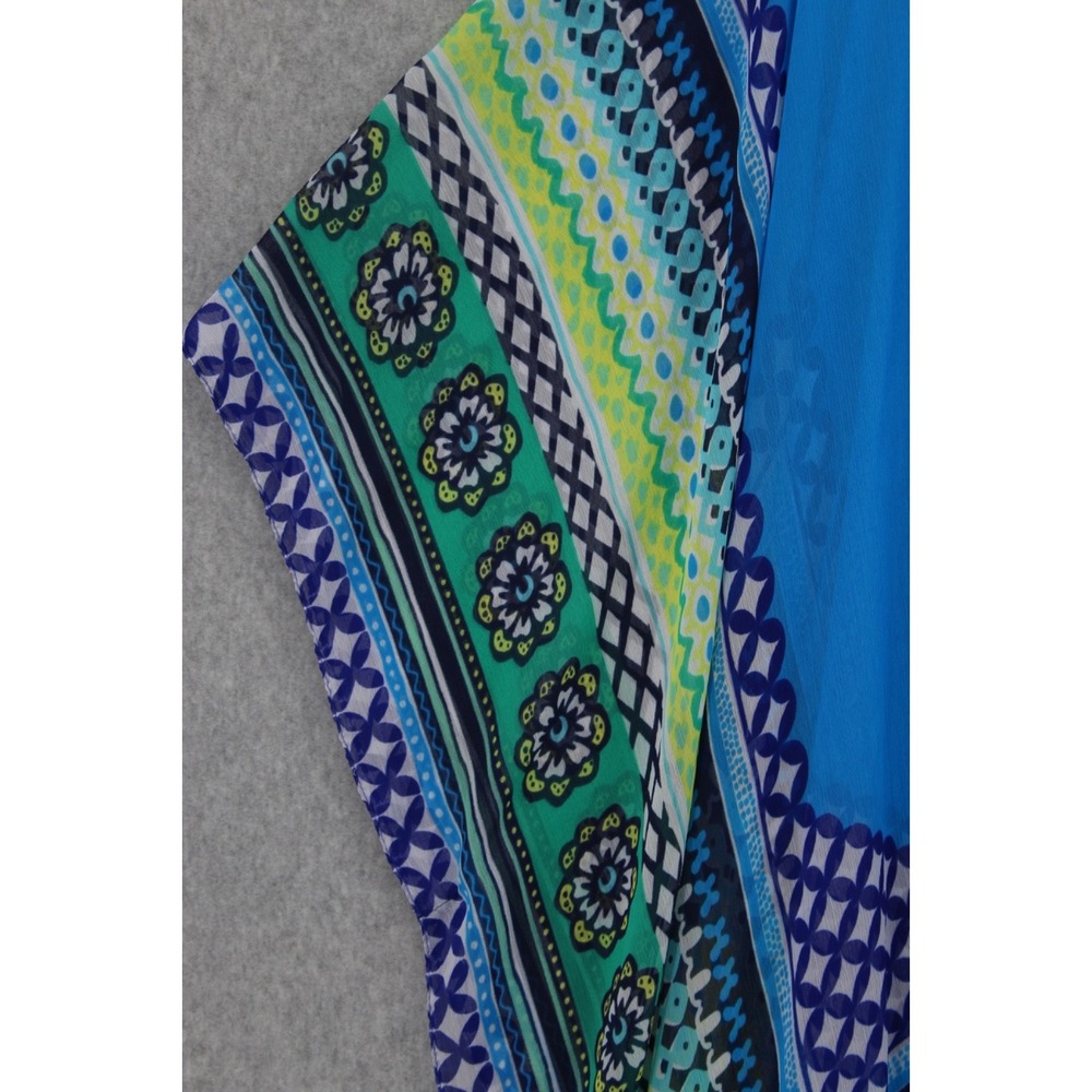 Catherines Kaftan Tunic one size Sheer Blue V-Neck Flutter Sleeve Cover Up NWT - Picture 6 of 10